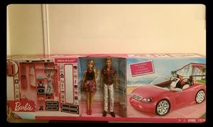 Barbie, Ken dress up and go closet and vehicle